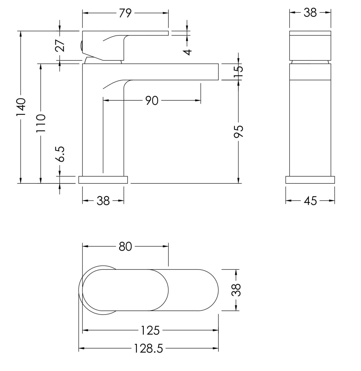 Mini Basin Mixer With Push Button Waste - Image 2