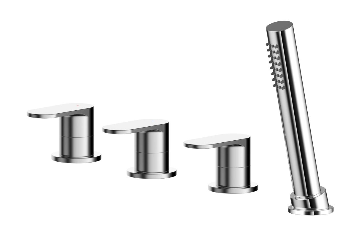 Deck Mounted 4 Tap Hole Bath Shower Mixer No Spout - Image 1