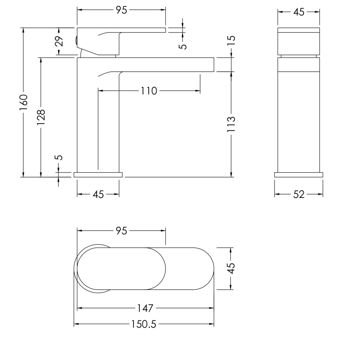 Mono Basin Mixer with Push Button Waste - Image 3