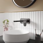Wall Mounted 2 Tap Hole Basin Mixer With Plate - Image 2