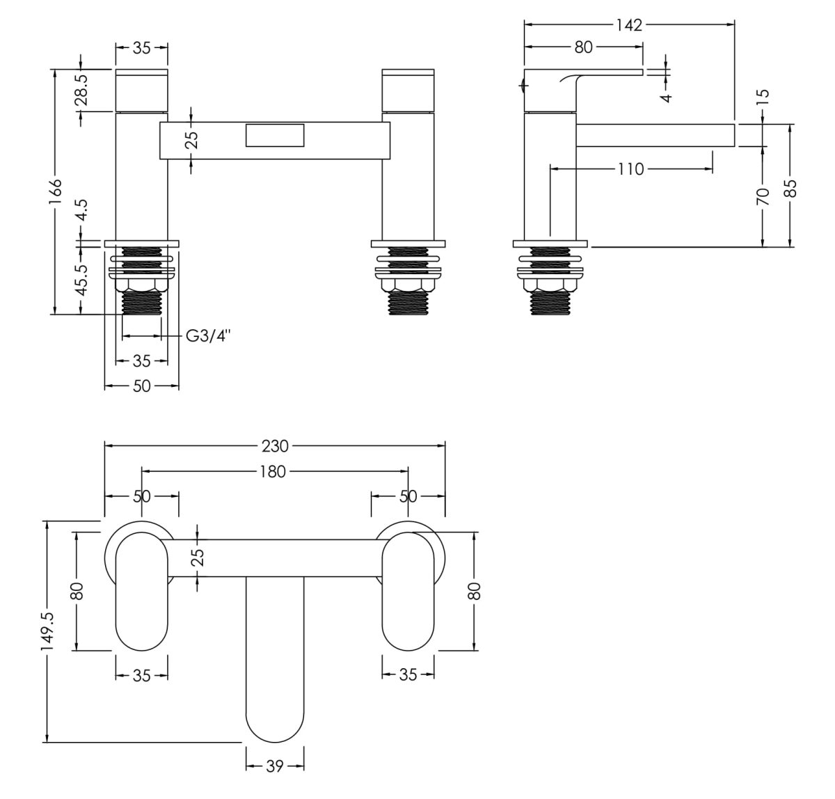Deck Mounted Bath Filler - Image 2