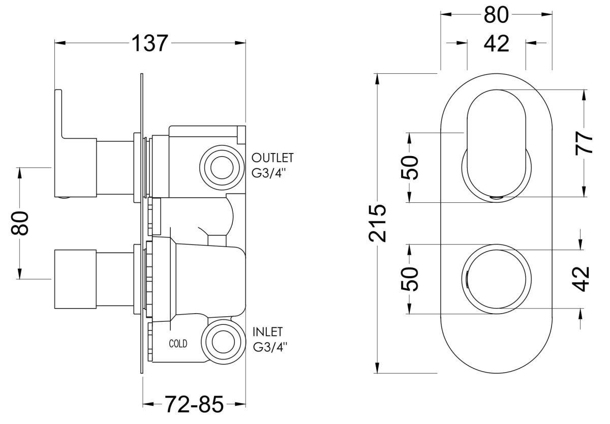 Twin Thermostatic Valve With Diverter - Image 3