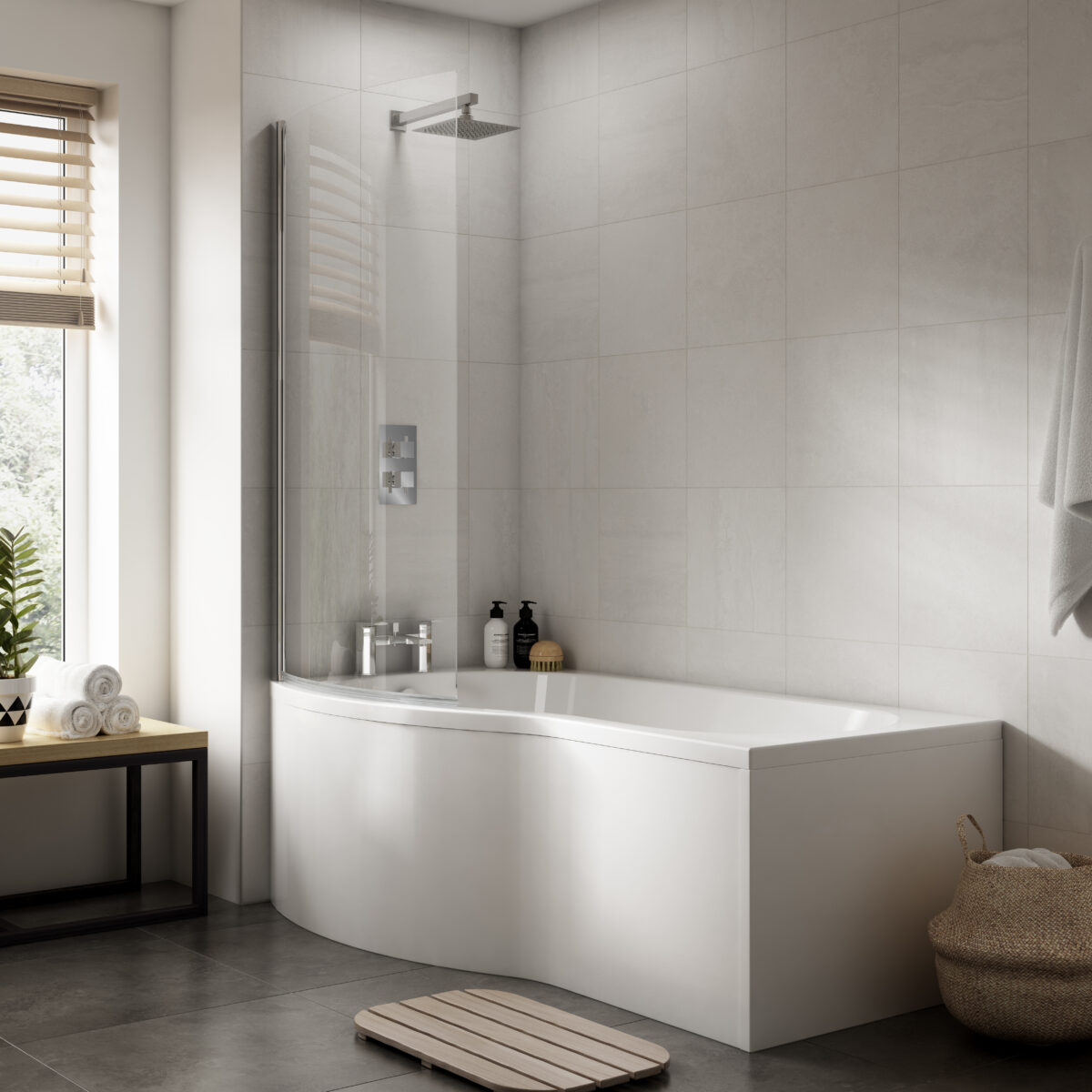 1500mm B Shaped Left Hand Bath Set - Image 2