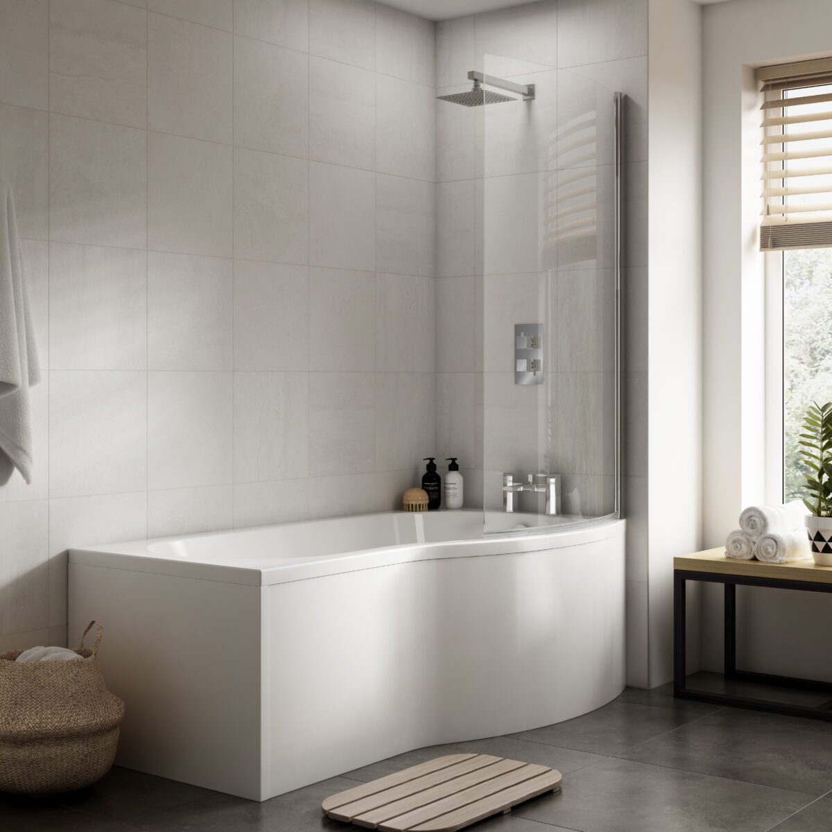1500mm B Shaped Right Hand Bath Set - Image 2