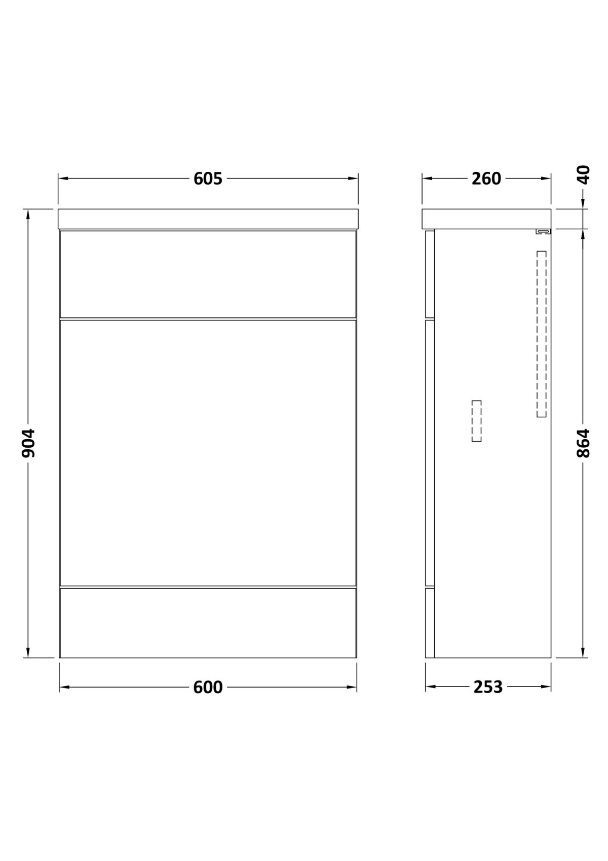 600mm WC Unit & Top - Compact - Image 3