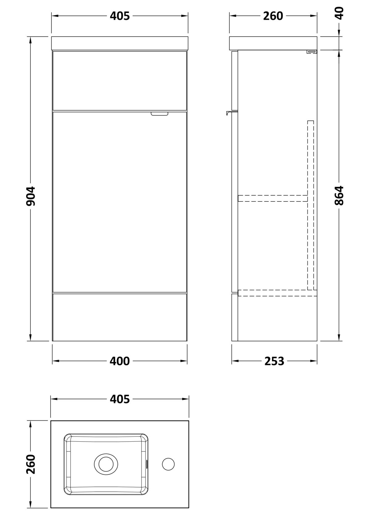 400mm Vanity Unit & Basin - Compact - Image 3