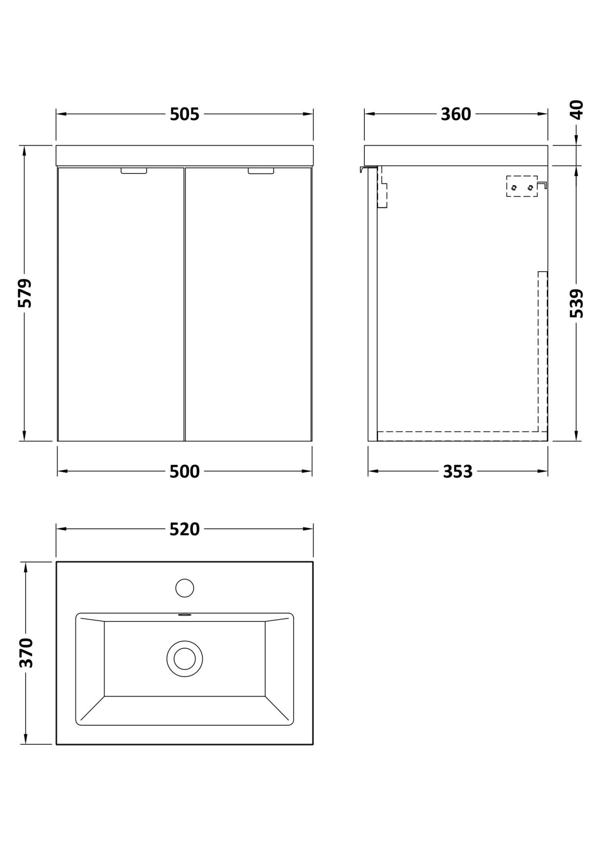 500mm Vanity Unit & Ceramic Basin - Image 2