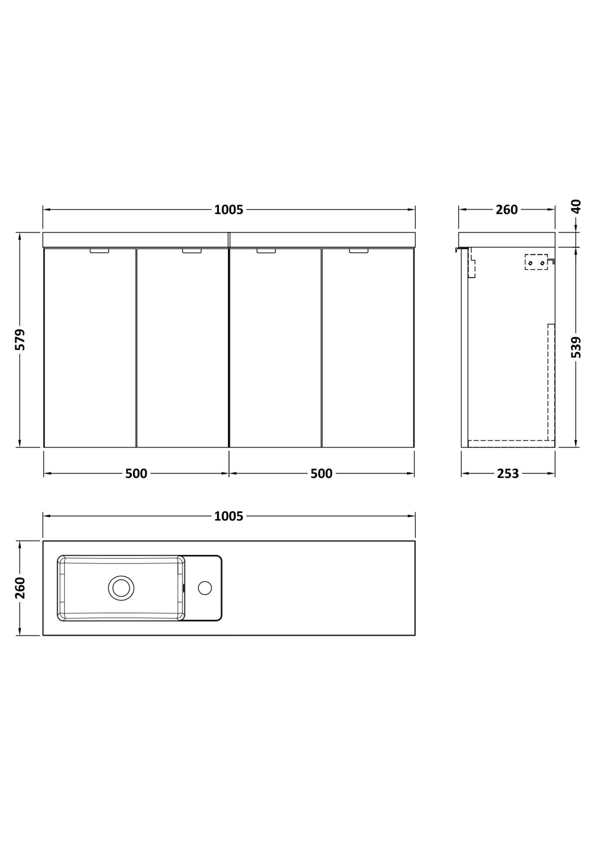 1000mm Combination Vanity Compact - Image 2