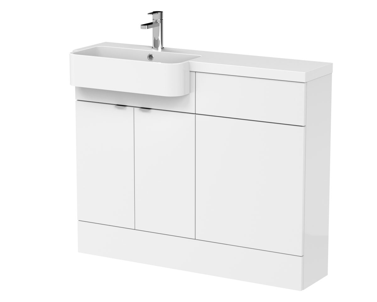 1100mm Combination Unit & Left Hand Semi Recessed Basin - Image 1
