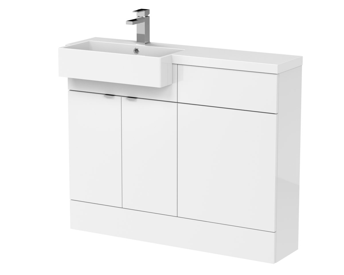 1100mm Combination Unit & Left Hand Semi Recessed Basin - Image 1