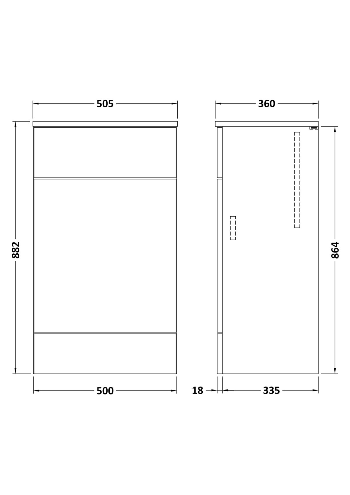 500mm WC Unit (355mm Deep) - Image 2