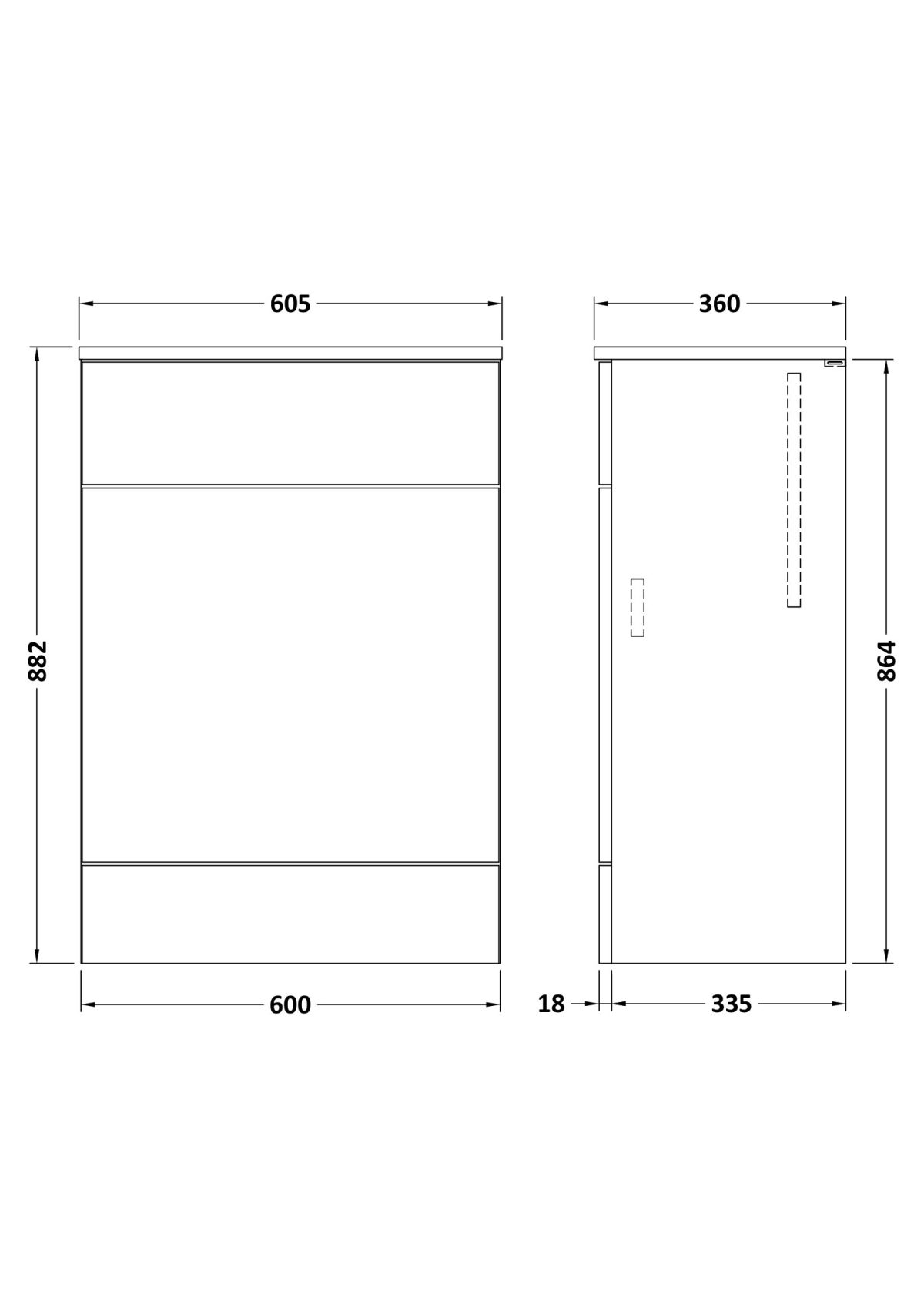 600mm WC Unit (355mm Deep) - Image 2