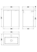 500mm 2-Door Wall Hung Unit & Basin - Image 2