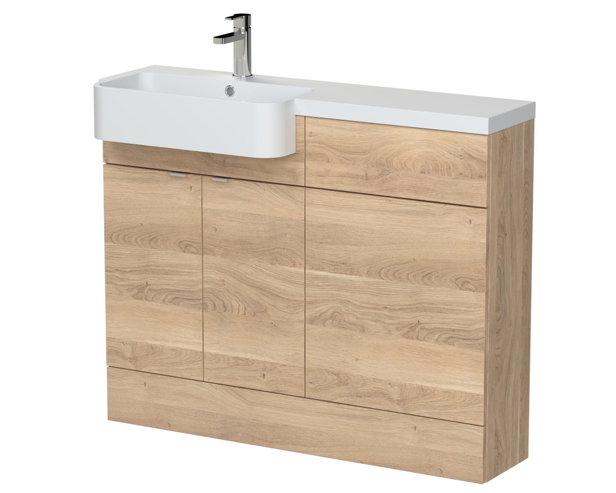 1100mm Combination Unit & Left Hand Semi Recessed Basin - Image 1