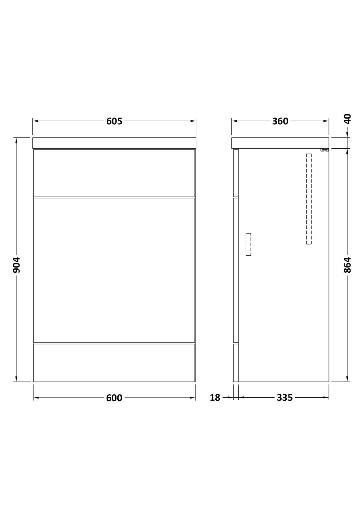 600mm WC Unit & Top - Image 3
