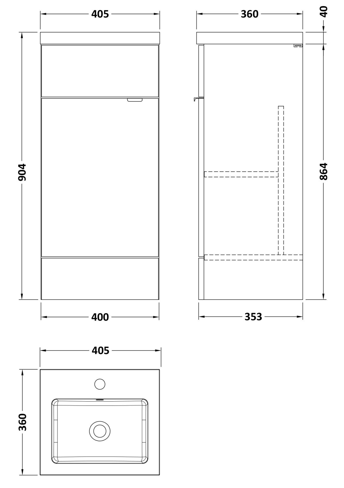 400mm Vanity Unit & Basin - Image 3