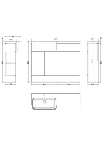 1100mm Combination Unit & Left Hand Semi Recessed Basin - Image 2