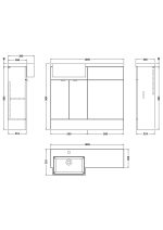 1000mm Combination Unit & Left Hand Semi Recessed Basin - Image 2