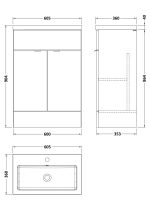 600mm Vanity Unit & Basin - Image 3