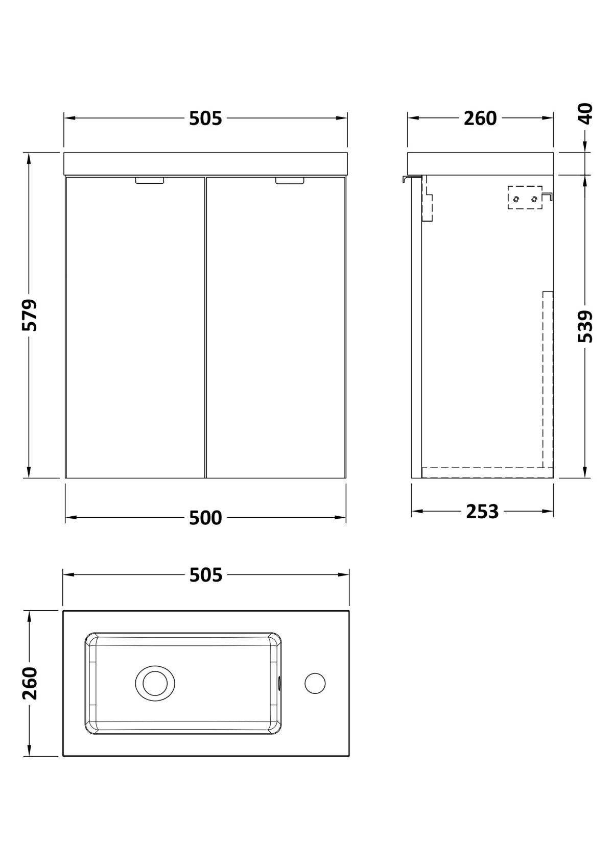 500mm Vanity Unit & Basin - Image 2