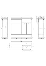 1000mm Combination Unit & Right Hand Semi Recessed Basin - Image 2
