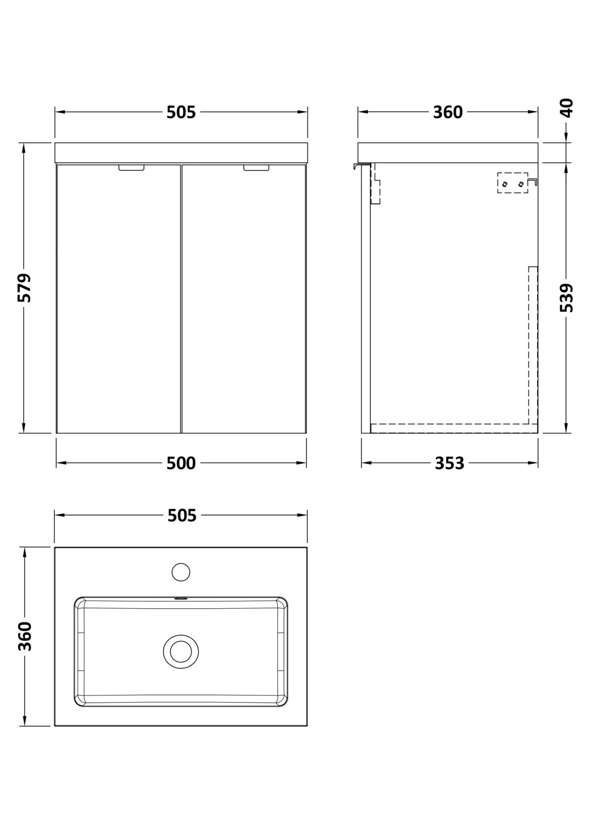 500mm Vanity Unit & Basin - Image 2