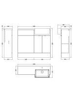 1000mm Combination Unit & Right Hand Semi Recessed Basin - Image 2