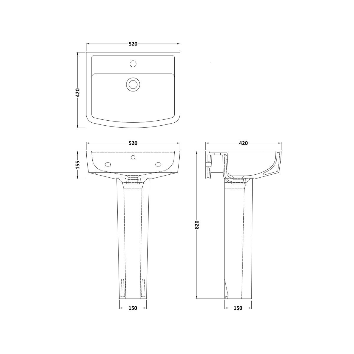 520mm Basin & Pedestal - Image 3