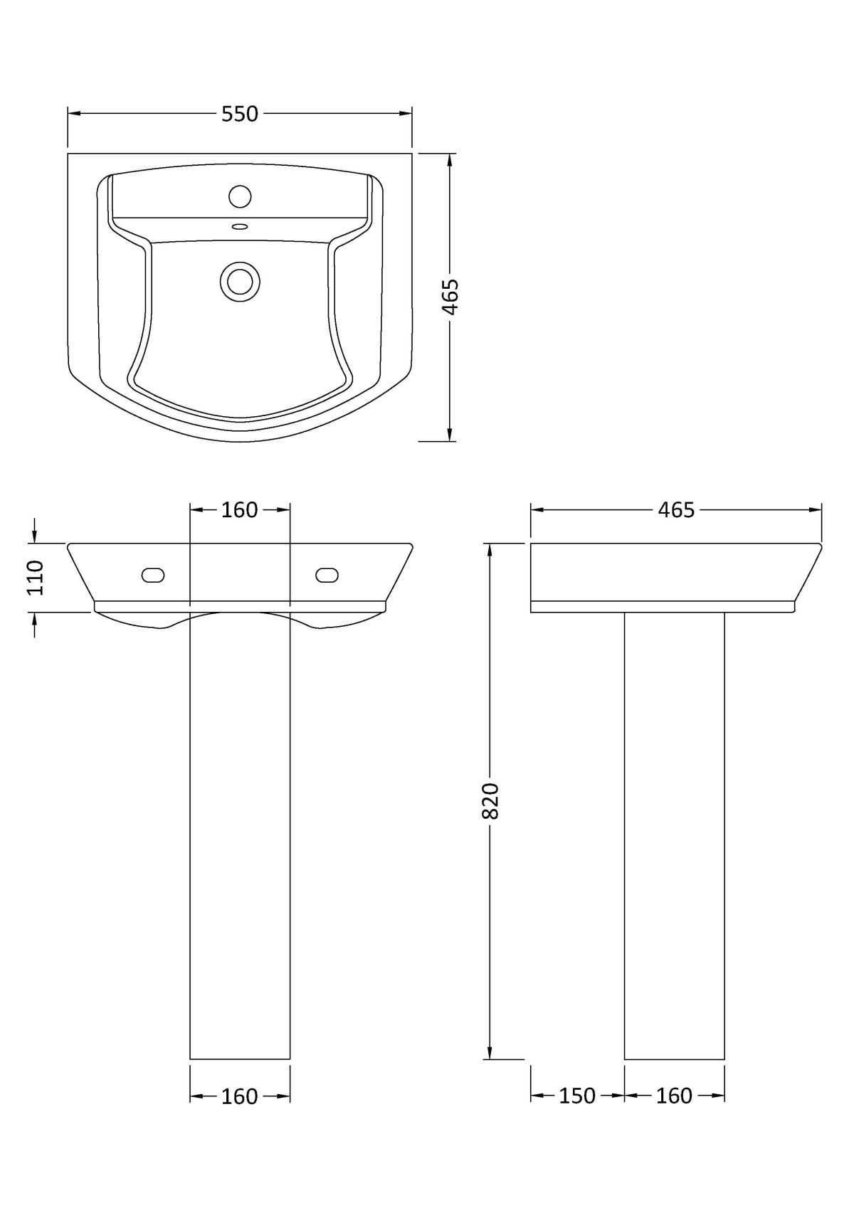 550mm Basin & Pedestal - Image 3