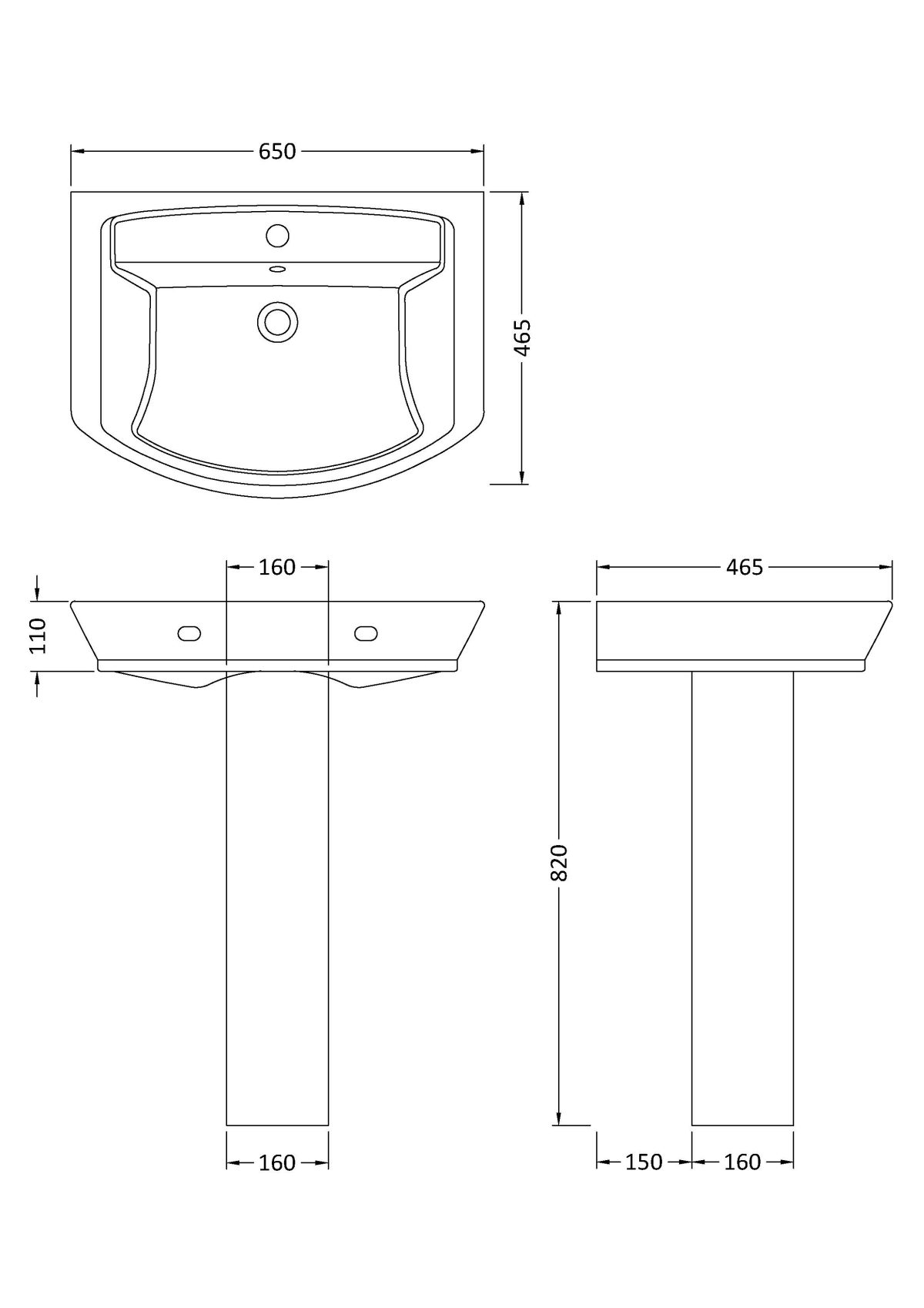 650mm Basin & Pedestal - Image 3