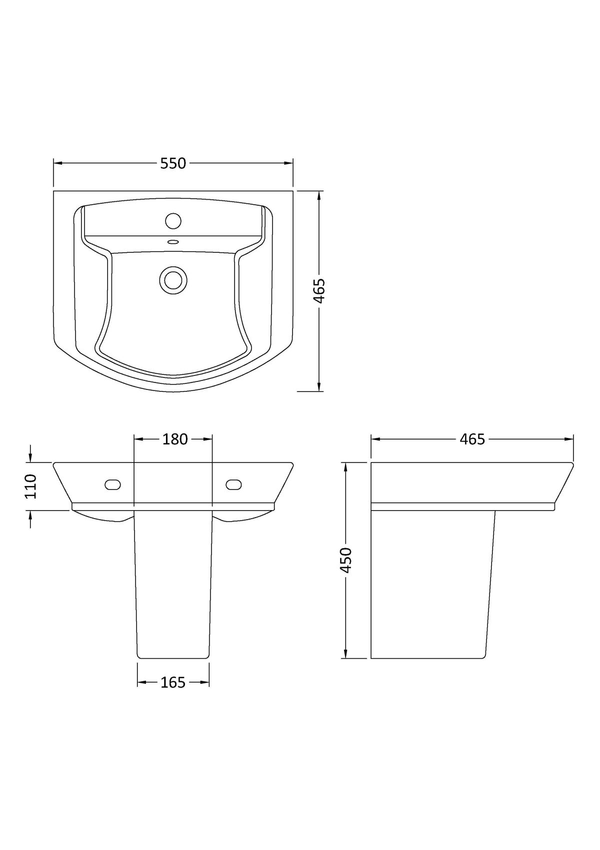 550mm Basin & Semi Pedestal - Image 3
