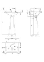 500mm Basin & Pedestal (1 Tap Hole) - Image 2