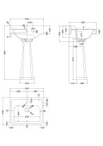 560mm Basin & Pedestal (1 Tap Hole) - Image 2