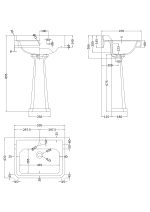 600mm Basin & Pedestal (1 Tap Hole) - Image 2