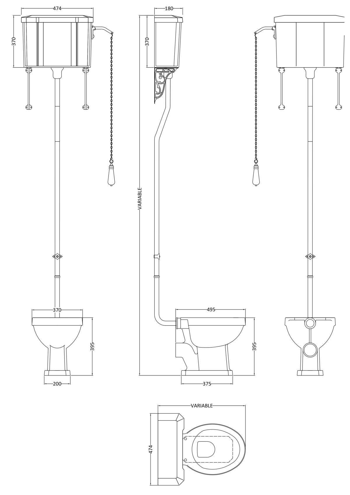 High Level Pan, Cistern & Flush Pipe Kit - Image 2