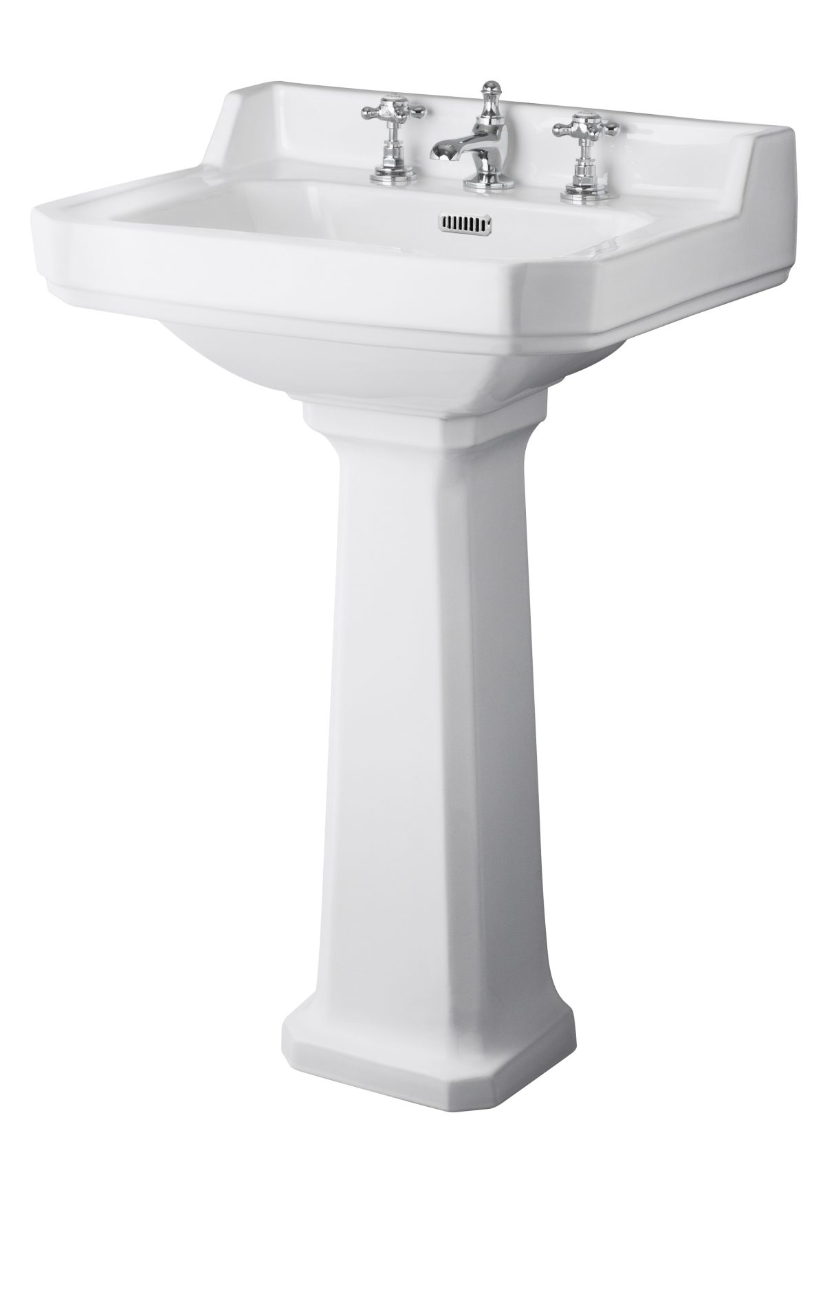 600mm 3TH Basin & Comfort Height Ped - Image 1