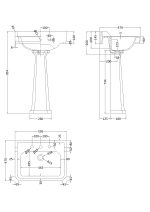600mm 3TH Basin & Comfort Height Ped - Image 2
