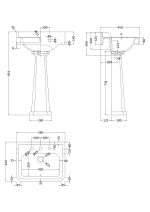 560mm 3TH Basin & Comfort Height Ped - Image 2