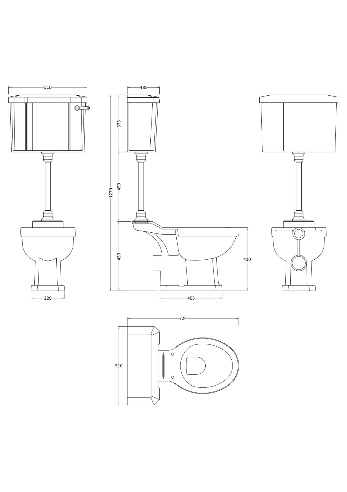 Mid Level Pan, Cistern and Flush Pipe Kit - Image 2