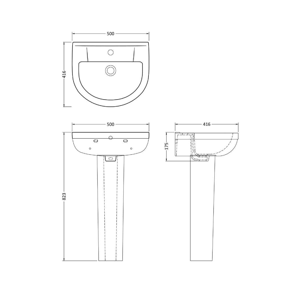 500mm Basin & Pedestal - Image 3