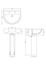 550mm 2TH Basin & Pedestal - Image 2