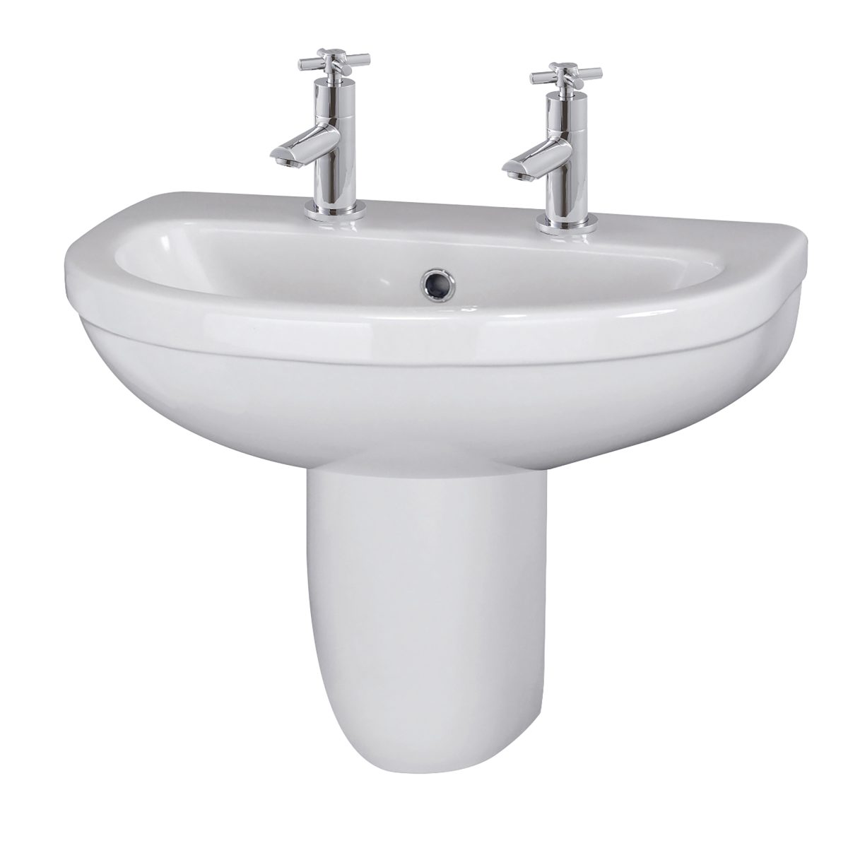 550mm Basin 2TH & Semi Pedestal - Image 1