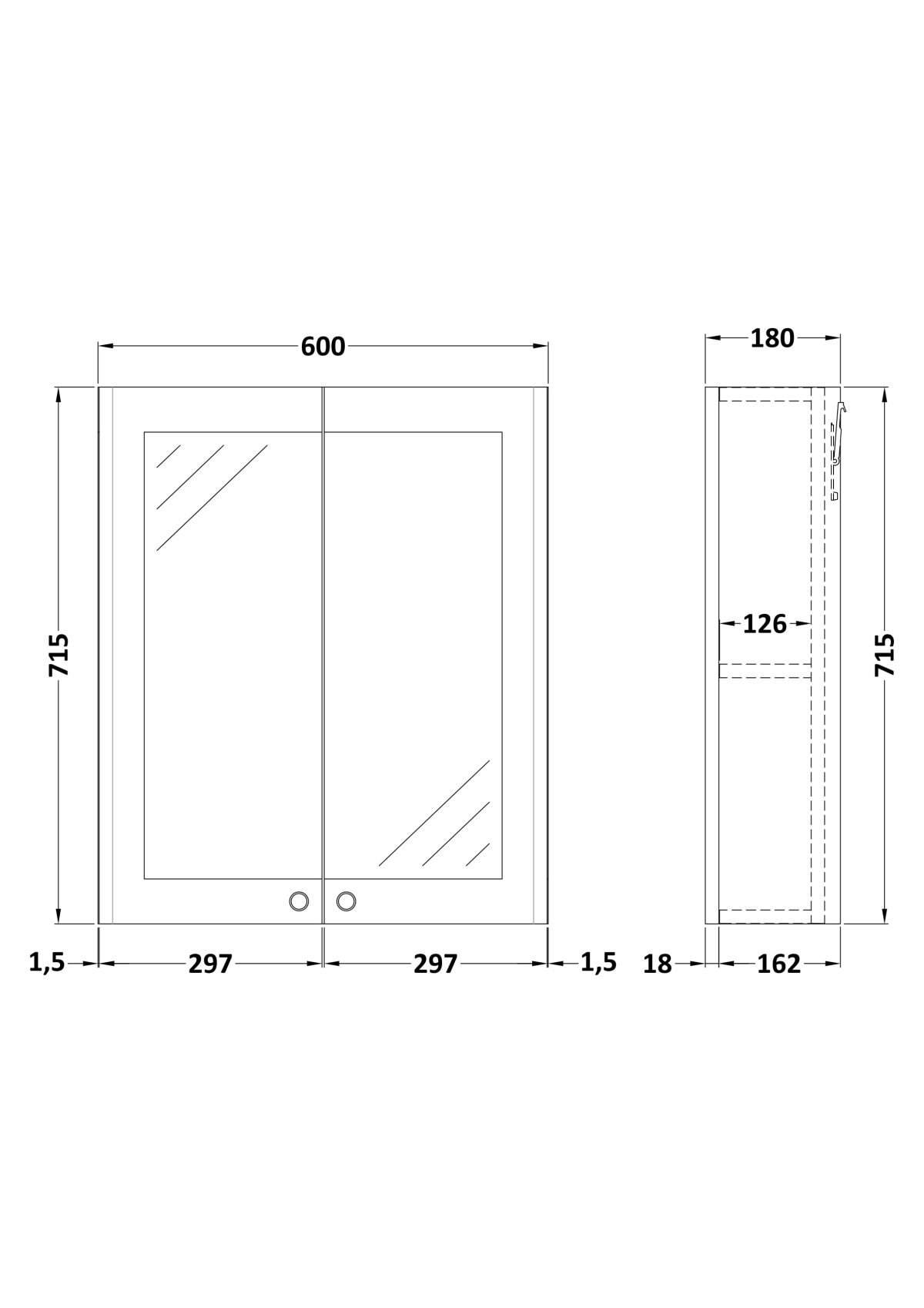 600mm Mirror Cabinet - Image 2