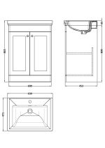 600mm Floor Standing 2-Door Vanity & Basin 1TH - Image 3