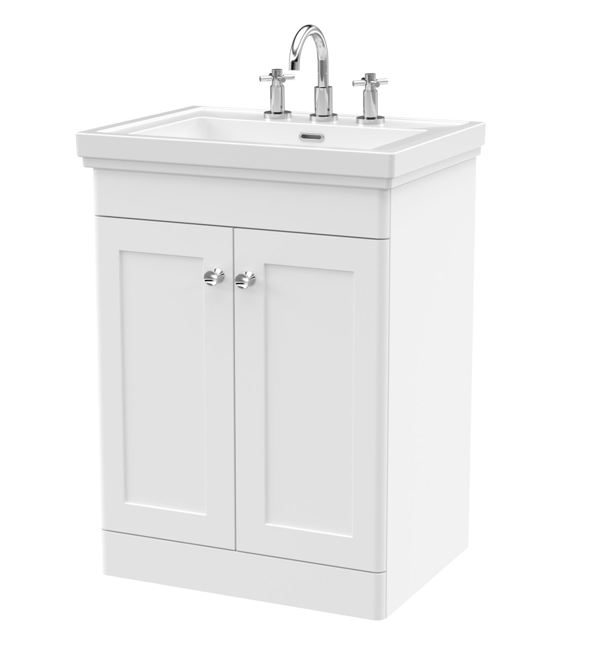 600mm Floor Standing 2-Door Vanity & Basin 3TH - Image 1