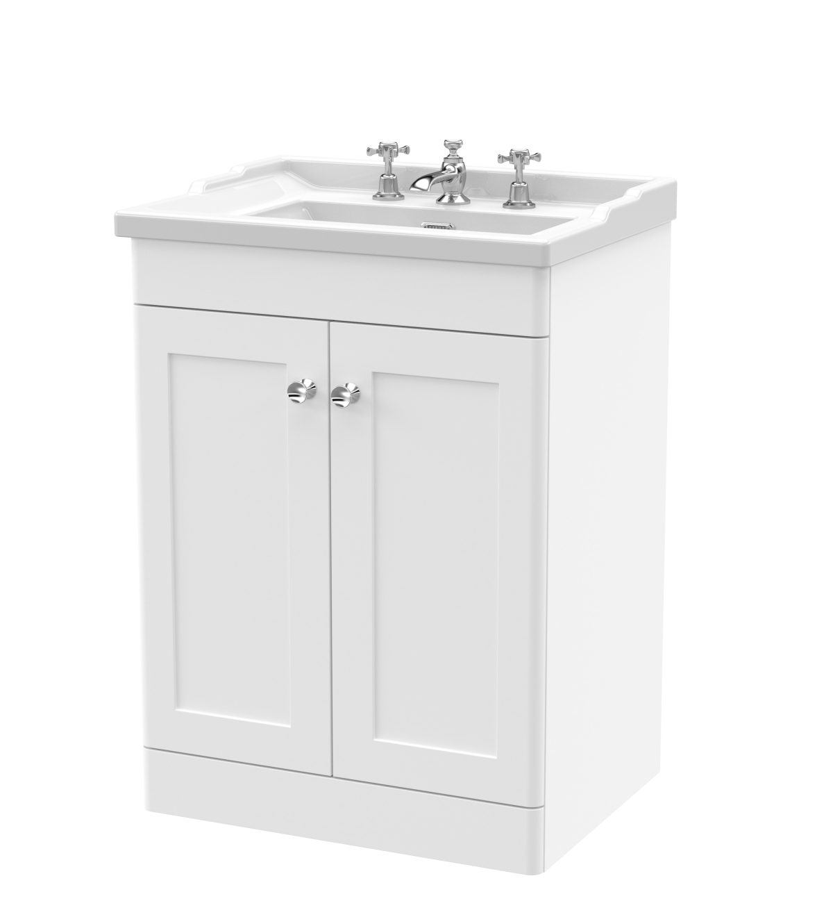600mm Floor Standing 2 Door Vanity & Basin 3TH - Image 1