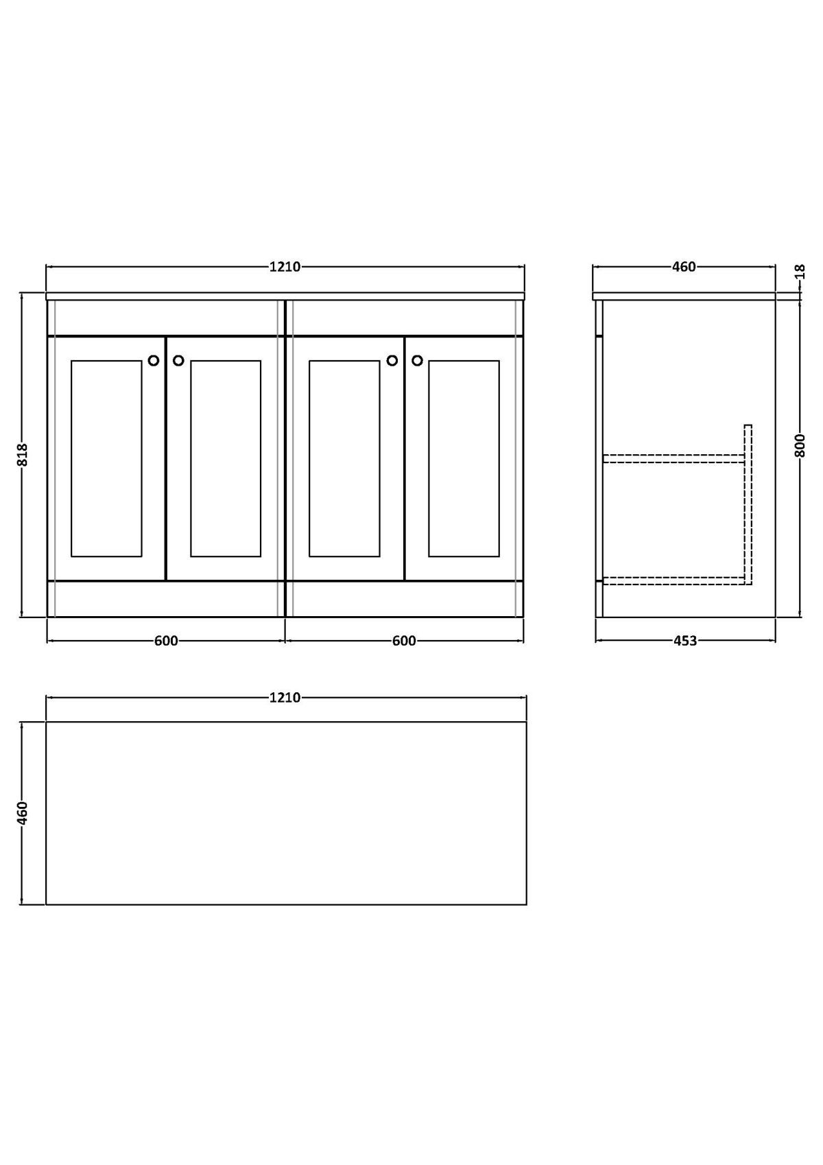 1200mm Floor Standing 4-Door Vanity with Marble Top - Image 2