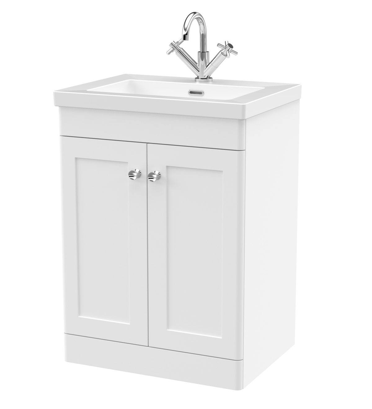 600mm Floor Standing 2-Door Vanity with Basin - 1 Tap Hole - Image 1