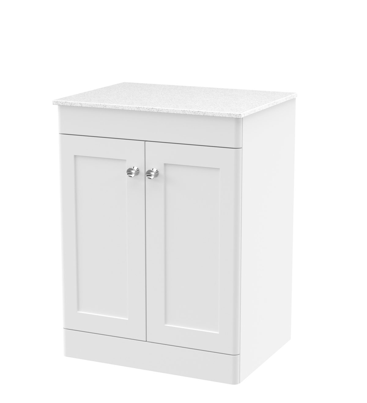 600mm Floor Standing 2-Door Vanity with Marble Top - Image 1