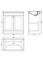 800mm Floor Standing 2-Door Vanity & Basin 3TH - Image 3